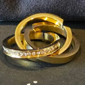 Vita Fede Cassio Rings Pave 24K Gold Plated Swarovski Adjustable Stack Preppy